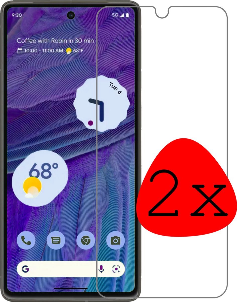 Screenprotector - Geschikt voor Google Pixel 7A Tempered Glas screen protector - 2 stuks Beschermglas