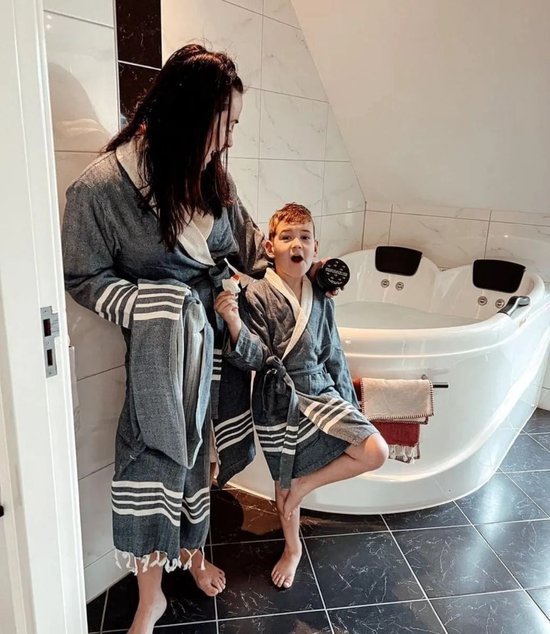 Hamam Kinderbadjas Navy - 2-3 jaar - jongens/meisjes/uniseks - badjas kind / kinderen - badjas kind badstof - zwembadjas - 2-3 jaar - jongens/meisjes/unisex pasvorm - comfortabele sjaalkraag - kinder badjassen - kinder badjas badstof van Hama — afbeelding 2
