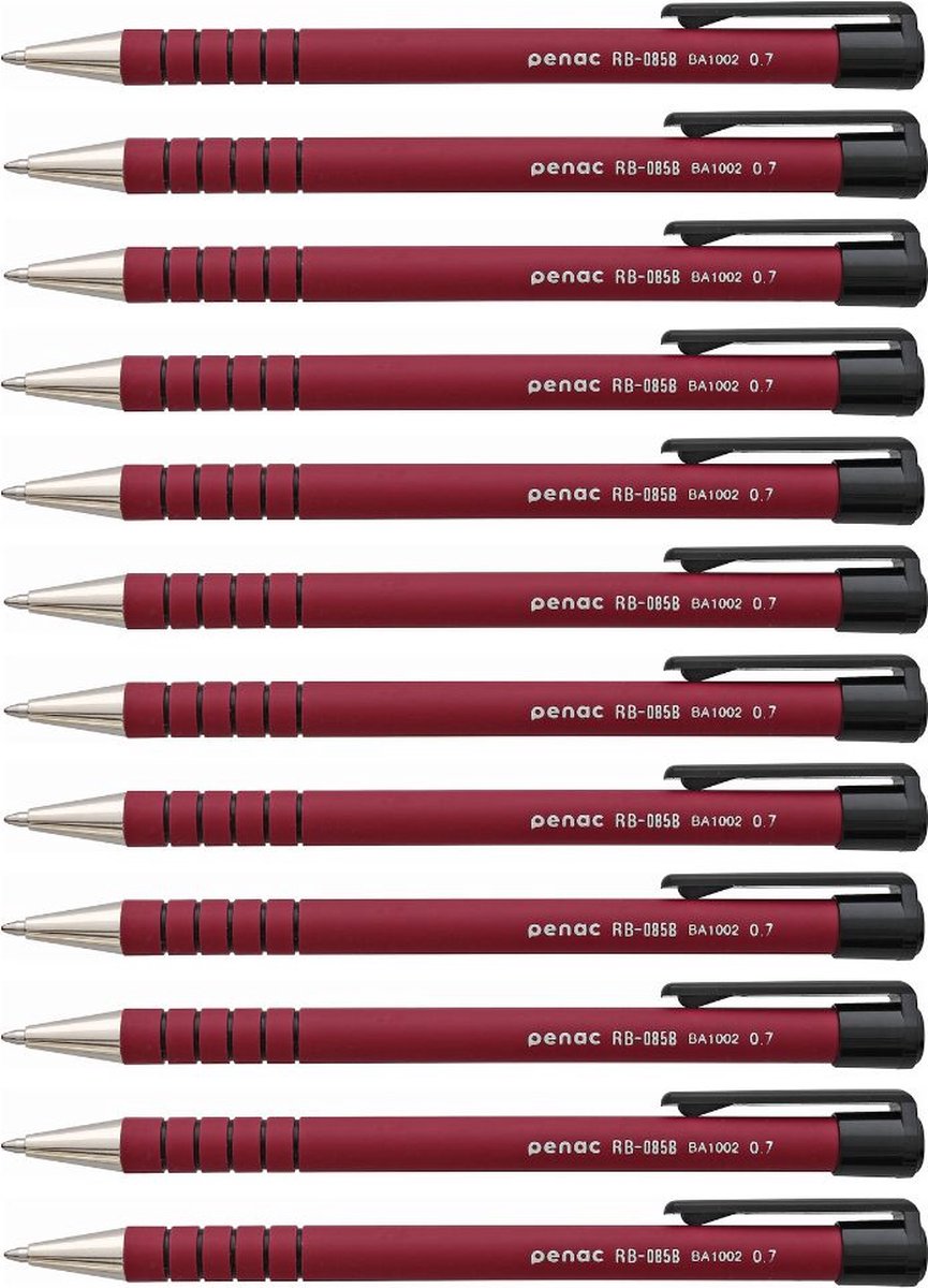 Penac RB-085 - 12 pack - Balpen - Rood - 0.7mm - Rode inkt