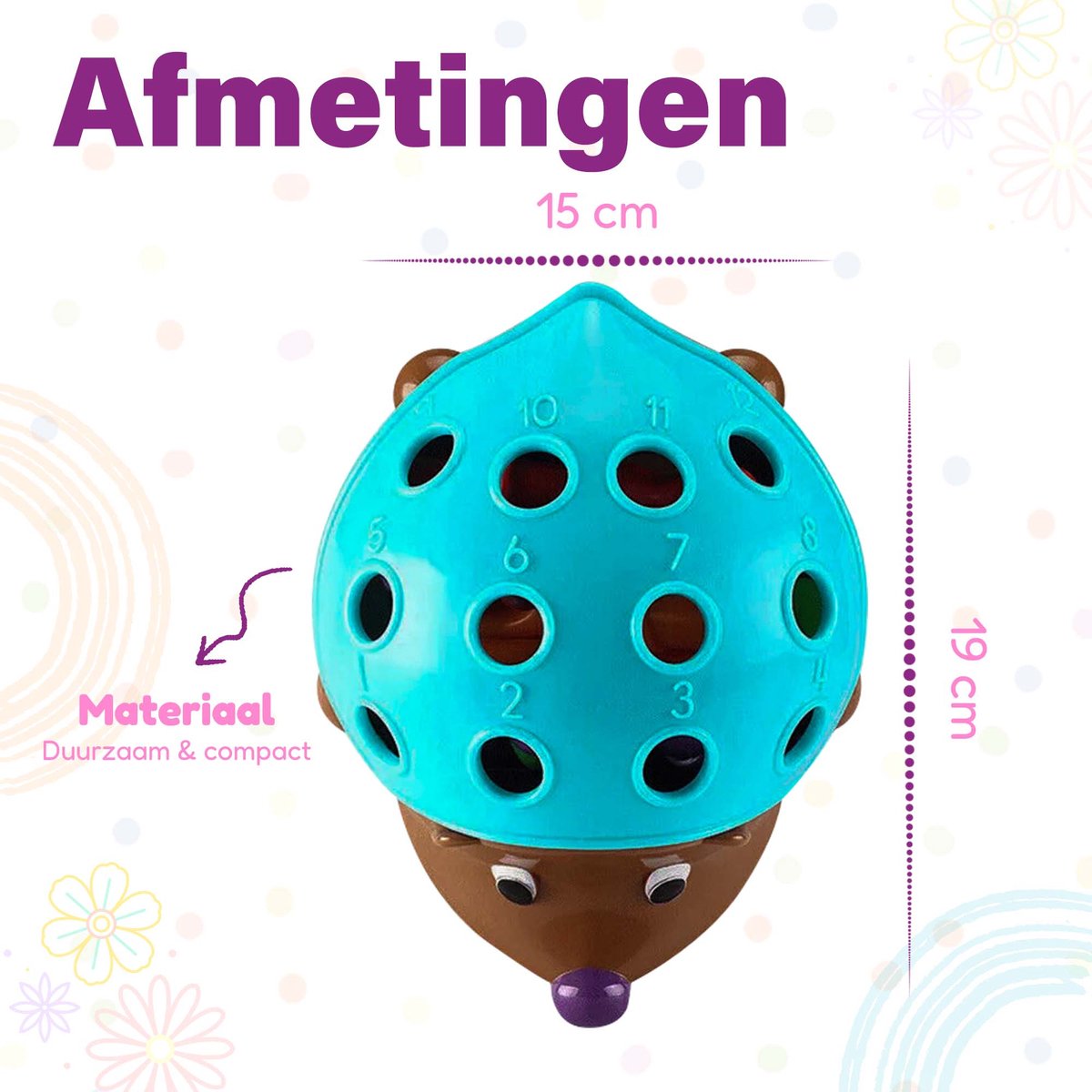 HOUBIE® Play- Spikie de Egel - Montessori speelgoed - Kinderspeelgoed - Peuter speelgoed - Montessori - Baby speelgoed 1 jaar - Babyspeelgoed - Speelgoed 2 jaar jongens - Baby speelgoed 1 jaar jongens - Baby speelgoed 1 jaar meisjes-Kleuter speelgoed — afbeelding 8