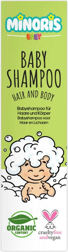 Minoris Baby Haar- en Lichaamsshampoo | Biologische & Natuurlijke Inhoud, Prikvrij, Ultra-Zacht, Dermatologisch Getest, Vrij van Sulfaten & Parabenen, Vegan, pH 5.5, Behandeling van Berg bij Pasgeborenen, 400 ml