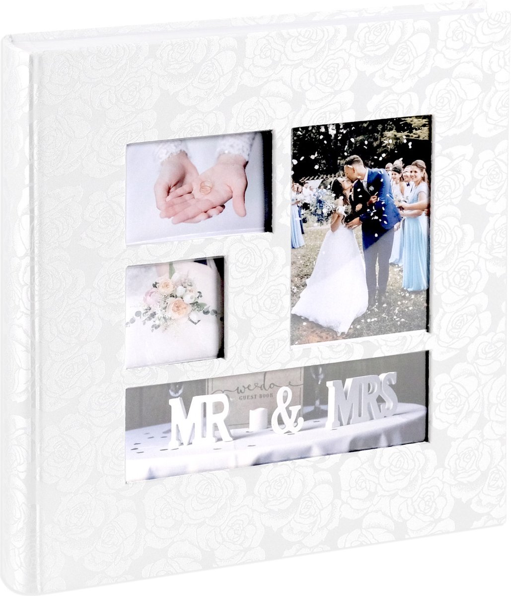 Trouwalbum fotoalbum - SecaDesign - 60 pagina's 29x32 cm- wit / zilver - plakalbum - huwelijksalbum