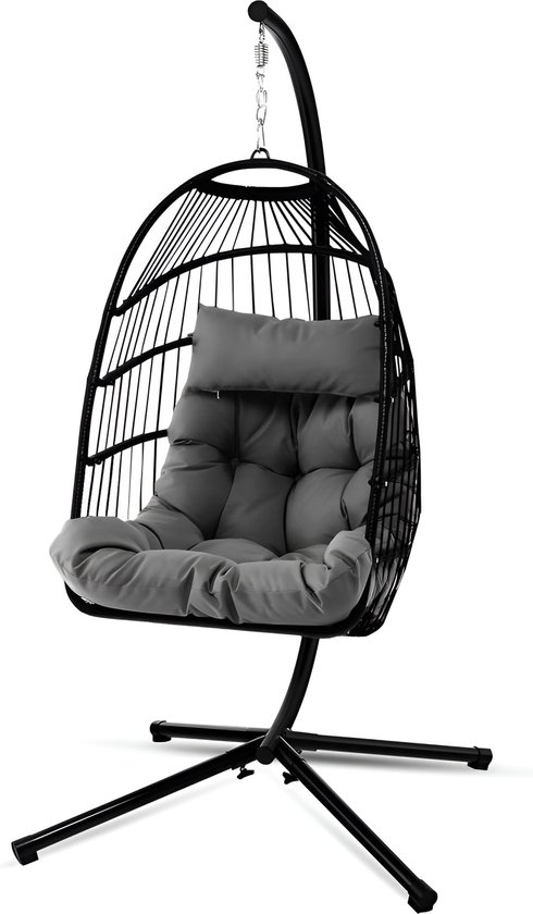 Taifuan Patio Hangstoel Hangmat Swing Ei Stoel met Stand Stand Rotan Opknoping Ei Stoel Binnen/Buiten Hangstoel voor Patio Slaapkamer Balkon (Grootte 66x45 cm Kleur C