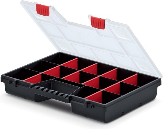 Dubbelzijdige assortimentsdoos met 30 verstelbare vakken - 390 x 290 x ...
