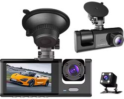 Dashcam voor auto - Resolutie 1080p HD - Voor, Achter & Binnen camera - 2.0 inch IPS scherm - Dashcam recorder - Nachtvisie - 170 wijdhoeklens - Parkeerstand met ingebouwde G-sensor - Incl. Micro SD-kaart 32 GB Dashcam voor auto - Resolutie 1080p HD - Voor, Achter & Binnen camera - 2.0 inch IPS scherm - Dashcam recorder - Nachtvisie - 170 wijdhoeklens - Parkeerstand met ingebouwde G-sensor - Incl. Micro SD-kaart 32 GB