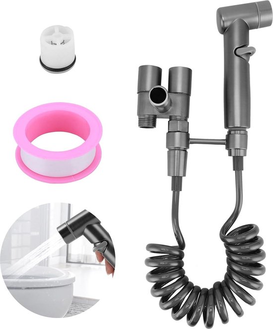 Bidet Handdouche voor toilet, set met 3-wegventiel (G1/2 inch en G3/8 inch), handdouche, douche voor dagelijkse lichaamshygiëne en badkamerreiniging, roestvrij staal, badbidet, douchekop