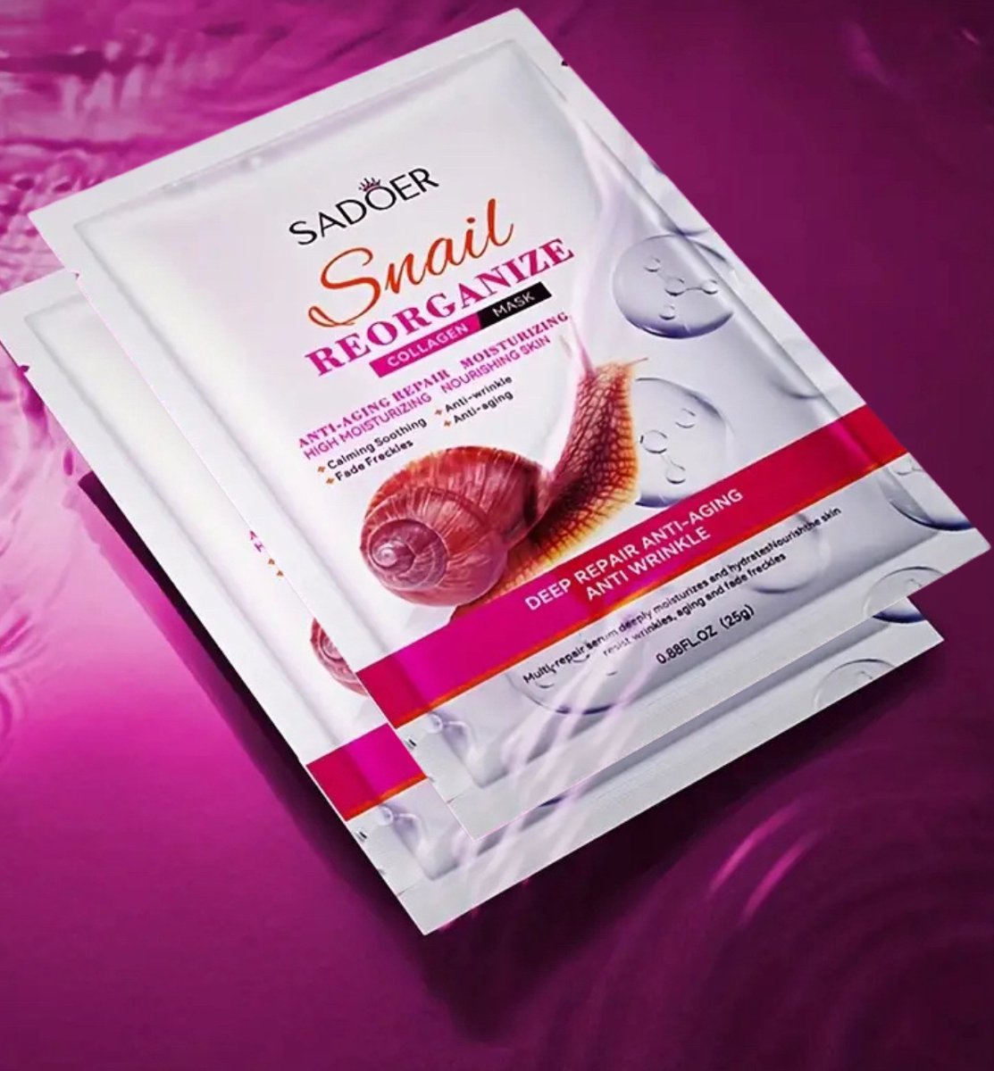 Goedkoopste 2 PCS SNAIL Mask 2 stuks - Slakkenmasker - Hoogwaardige Slakkenmucine - Collageen Booster Diepe Reparatie en Hydratatie Hypoallergeen Geschikt voor Ochtend- en Avondroutine Unisex en Geschikt voor Alle Huidtypes
