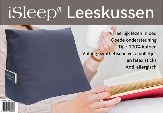 Foto: Eloneo wigkussen nek en rugsteunkussen voor rechtop zitten in bed lezen of op de bank met zijvak en afneembare nekrol wasbare hoes