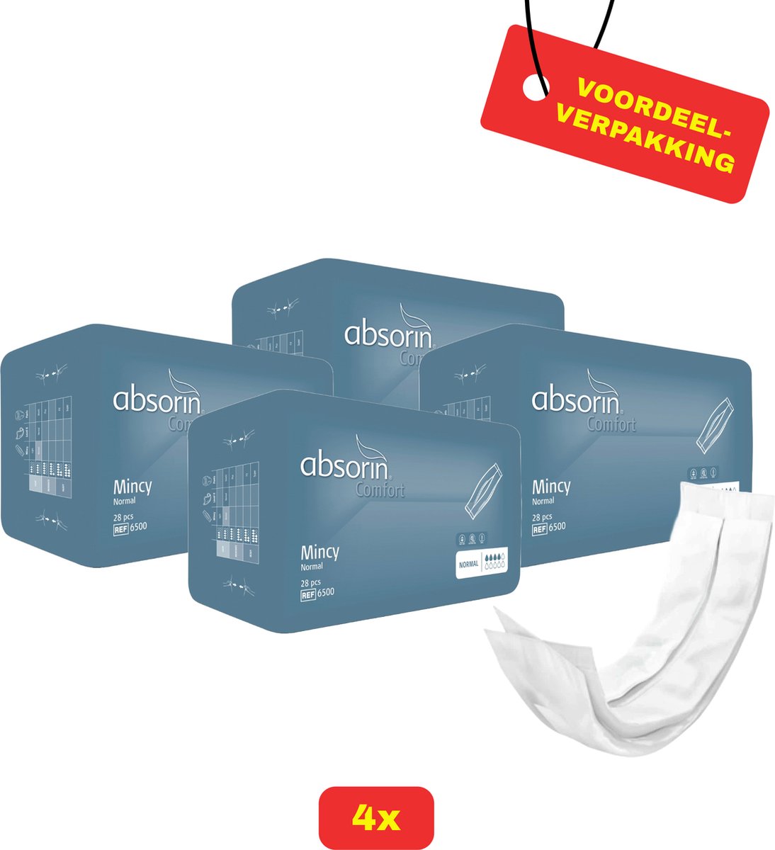 Goedkoopste 4x Absorin Mincy Normal Inlegverband Mannen - 4x 28 stuks - Voordeelverpakking!