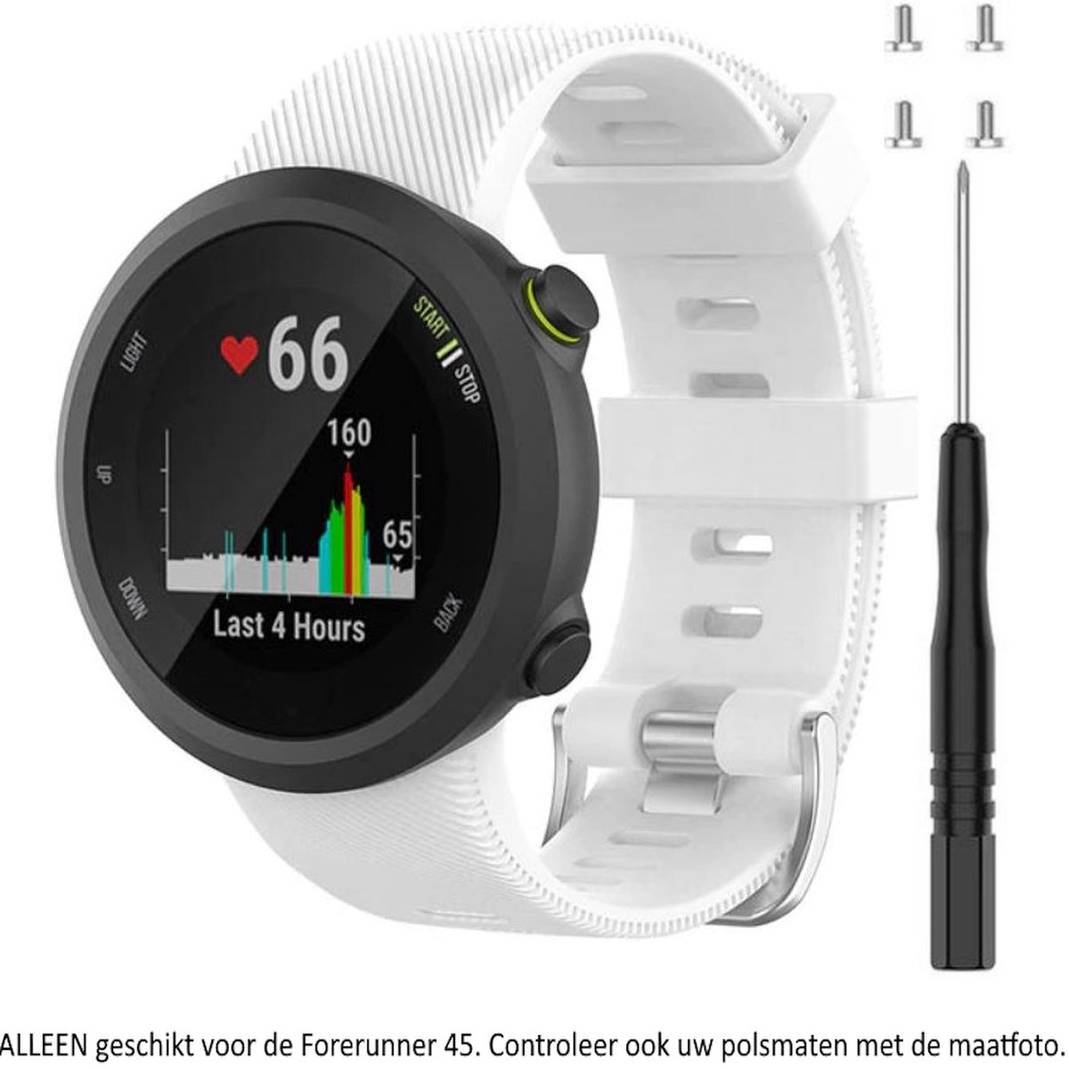 Wit siliconen bandje geschikt voor de Garmin Forerunner 45 (niet voor de S variant!) en Garmin Swim 2 - Maat: zie maatfoto - sporthorlogeband - polsband - strap - siliconen - white rubber smartwatch strap - rood