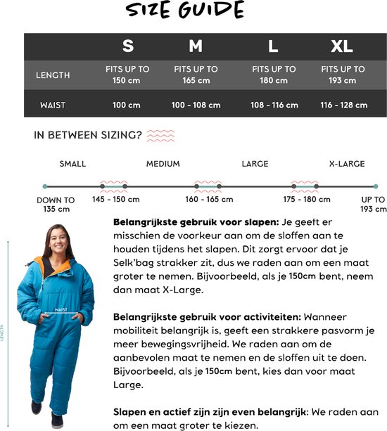 Selk'bag slaapzak - slaappak - Teal Sunlight XL - 180 tot 193 cm van Merkloos — afbeelding 2