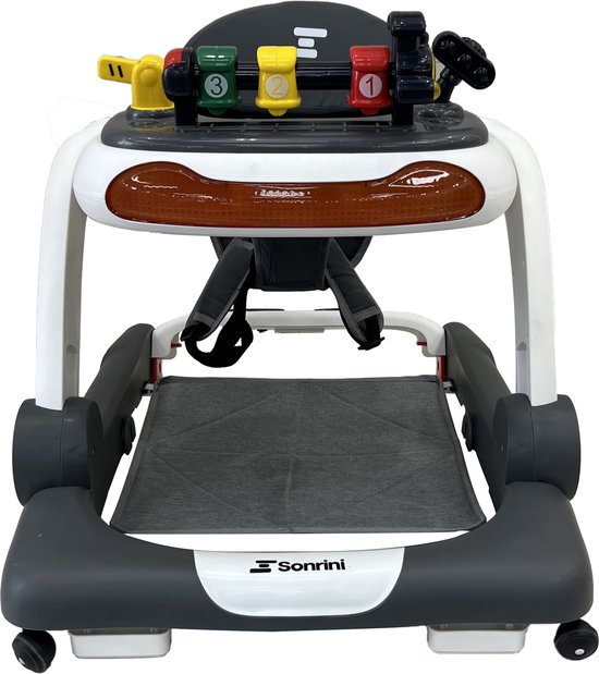 Sonrini Multifunctionele Loopstoel Met Gordel - Baby Loopwagen - Leren Lopen - Looptrainer - Baby Walker - Voetenmat - Speelset - Grijs