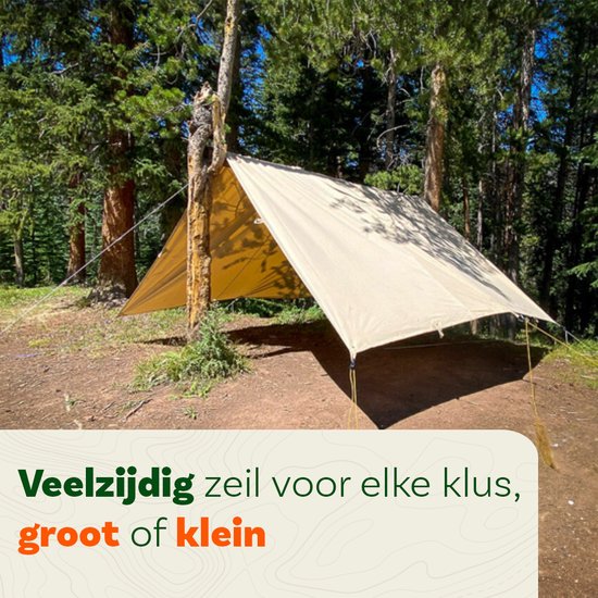 All Purpose Canvas Tarp - Rechthoekig 3x4m - Waterdicht, UV-bestendig en Duurzaam - Ideaal voor Kamperen, Bouwplaatsen en Bescherming van Buitenmeubilair - Versterkte Ringen voor Eenvoudige Bevestiging van Merkloos — afbeelding 2