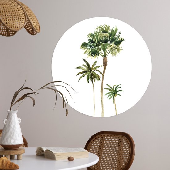 WallCircle - Stickers muraux - Cercle de papier peint - Jungle - Arbre - Vert - 50x50 cm - Cercle mural - Autocollant - Autocollant papier peint rond