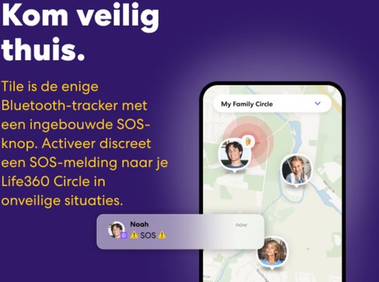 Life360 Tile Sticker - Kleine, krachtige Bluetooth Tracker - Item locator voor Fietsen, Gereedschap, Brillen en meer - Werkt met iOS en Android - 1 stuk (zwart)