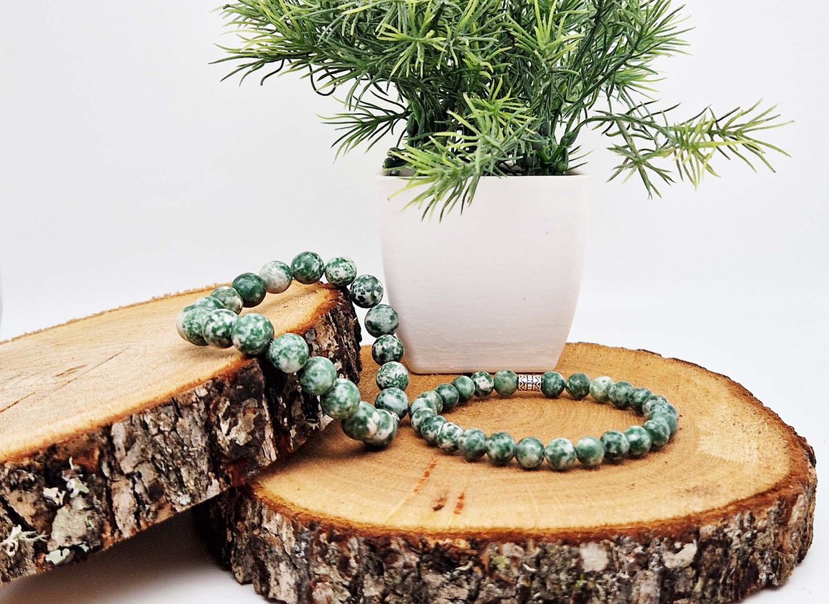 Handgemaakte Klassieke natuurstenen armband “ Qinghai hade ” - 8 mm diameter van de korrel- Diameter armband 20 cm - Een mooi cadeau voor familie en vrienden