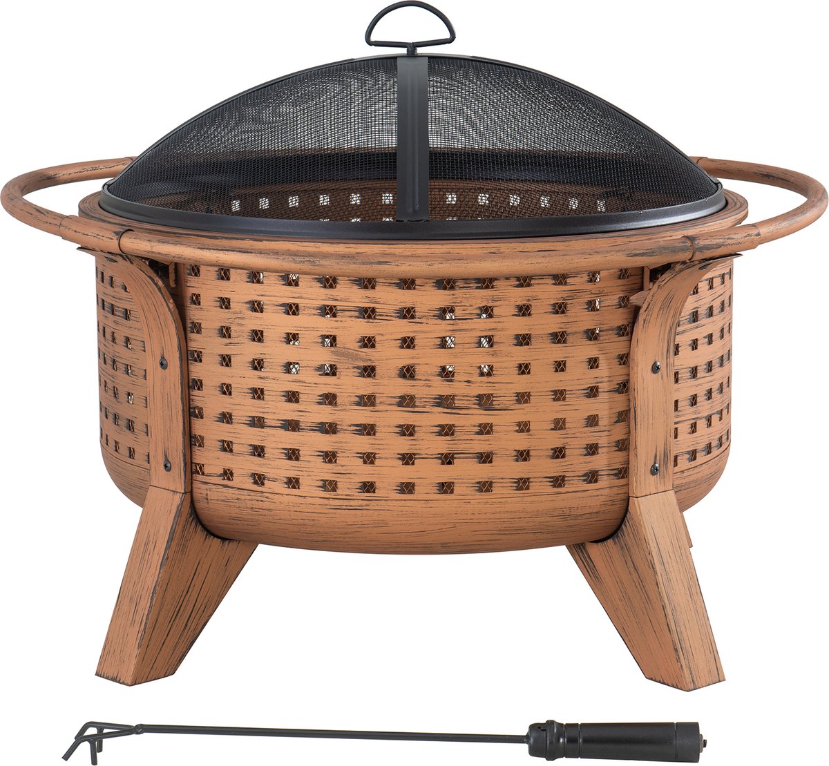 Vuurkorf bronze Ø76cm incl. afdekking met vuurhaak