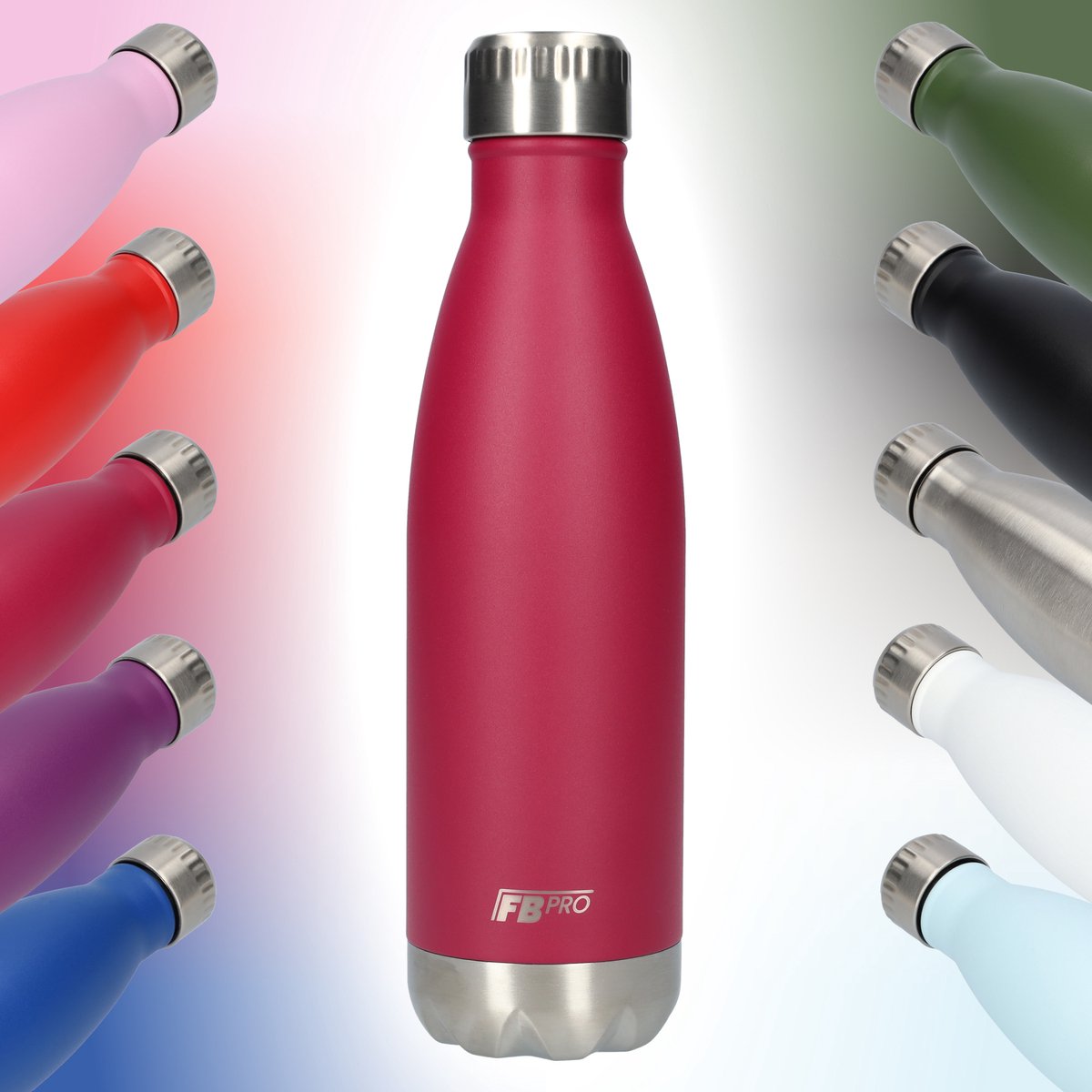RVS Thermosfles - Waterfles - Drinkfles - Thermoskan - Isoleerkan - Modern design - Compact formaat - Ideaal voor warm en koud weer - Dubbelwandig - 500ML - Fuchsia Rood - Fuchsia Red