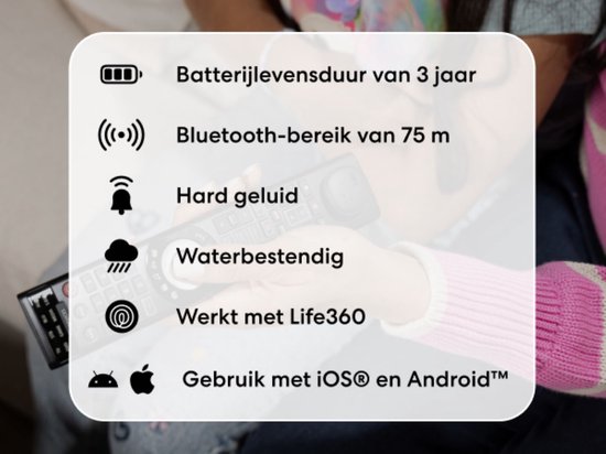 Life360 Tile Sticker - Kleine, krachtige Bluetooth Tracker - Item locator voor Fietsen, Gereedschap, Brillen en meer - Werkt met iOS en Android - 1 stuk (zwart)