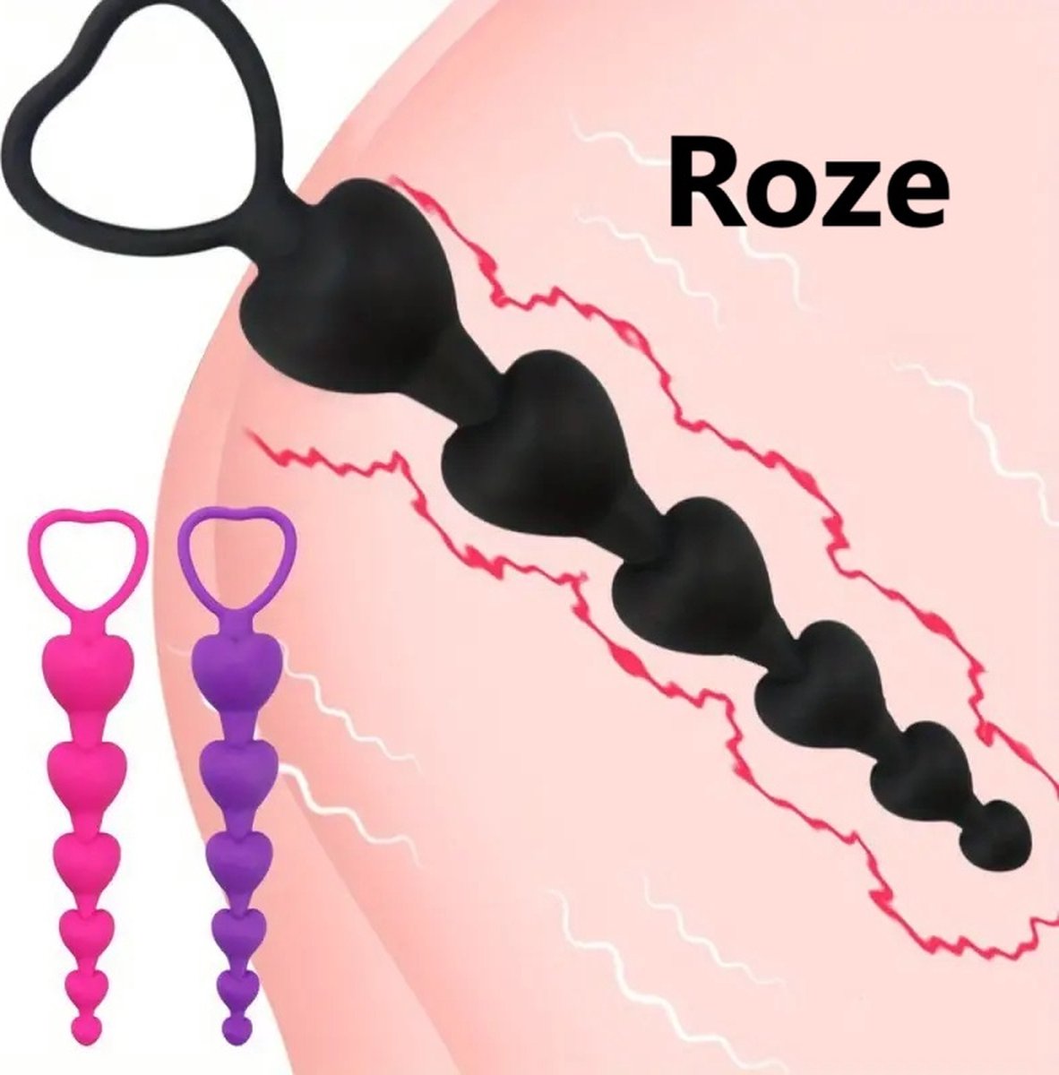 Goedkoopste Anal Beads I Hartvormige Anale Kralen I Buttplug I Anaal Plug I Butt Plug I Gevorderen I 15 CM Inbrenglengte I Siliconen I Roze