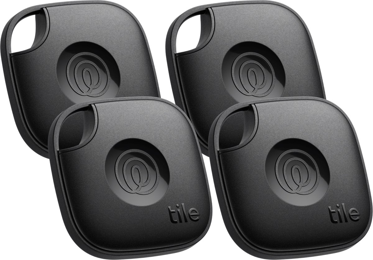 Life360 Tile Mate - Krachtige Bluetooth Tracker - Item locator voor Sleutels, Tassen en Meer - Telefoonzoeker - Compatibel met iOS en Android - 4-stuks (zwart)
