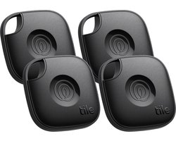 Life360 Tile Mate – Krachtige Bluetooth Tracker – Item locator voor Sleutels, Tassen en Meer – Telefoonzoeker – Compatibel met iOS en Android – 4-stuks (zwart)