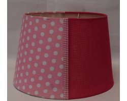 ZoeZo Design - lampenkap - voor tafellamp - voor hanglamp - kinderkamer - babykamer - roze - wit - stip en ruit - 17 x Ø 24 cm - E27
