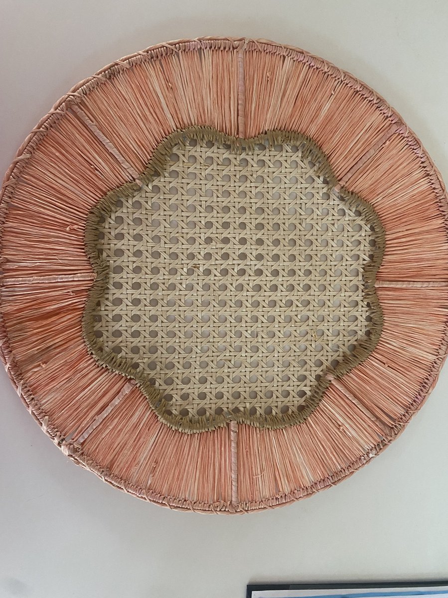 Placemat riet gewoven roze rand