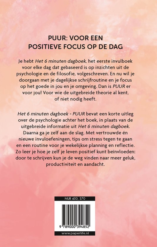 Het 6 minuten dagboek - Puur - Roze