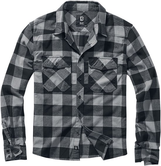 Brandit Checkshirt Heren Flanellen overhemd - zwart/houtskool - XXL