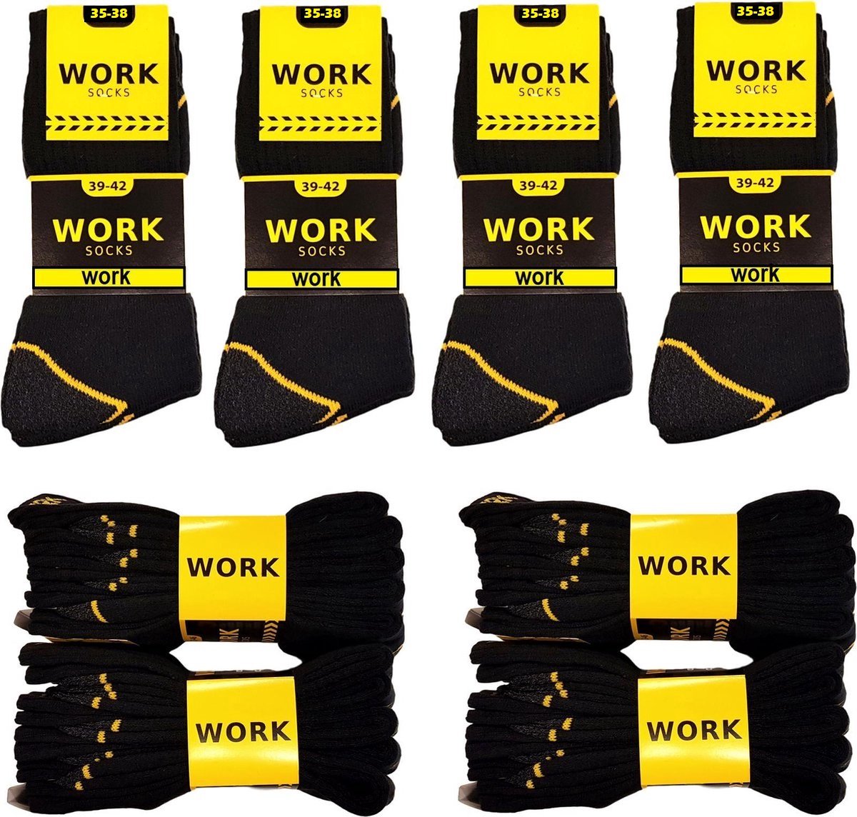 Work Werksokken - 20 paar - Zwart - Maat 35/38