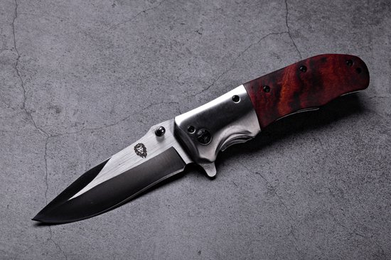 Couteau de poche de Survie outdoor - Système ouvert à 1 main et pince à pantalon - Couteau pliant 20,5 CM - Acier inoxydable - Lion Gear KN-02