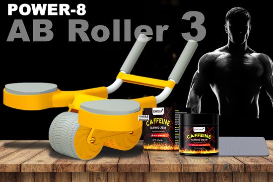 Foto: Power 8 ab roller pro 3 orange multifunctionele ab roller met automatische rebound kniemat caffeine afslankcr me perfect voor buikspieren afslanken fitness ideaal kerstcadeau