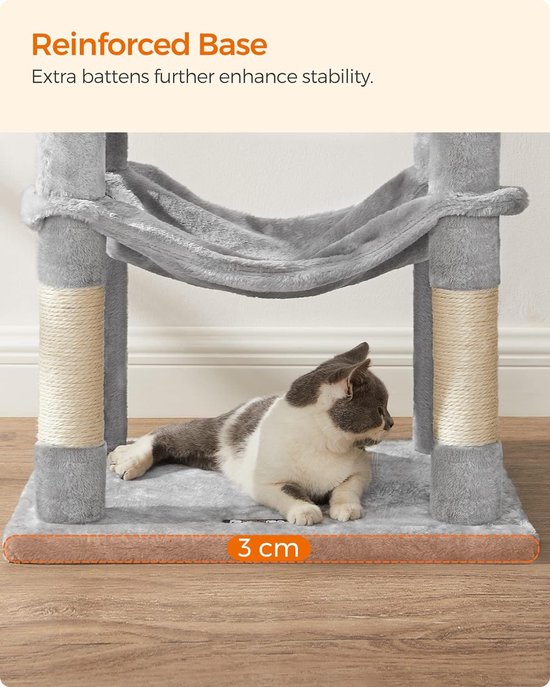 MIRA Home - Krabpaal - Kattenhuis - Kattenmeubel - Kattenboom - Kattenpaal - Hangmat - 55x45x143cm