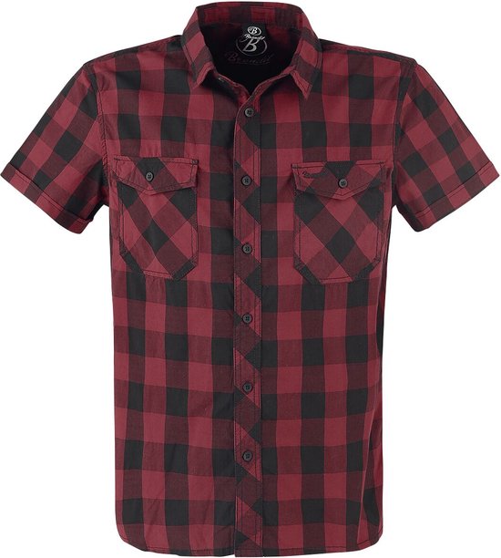 Chemise à manches courtes Brandit Roadstar , noir et rouge, taille S , Katoen - Basics