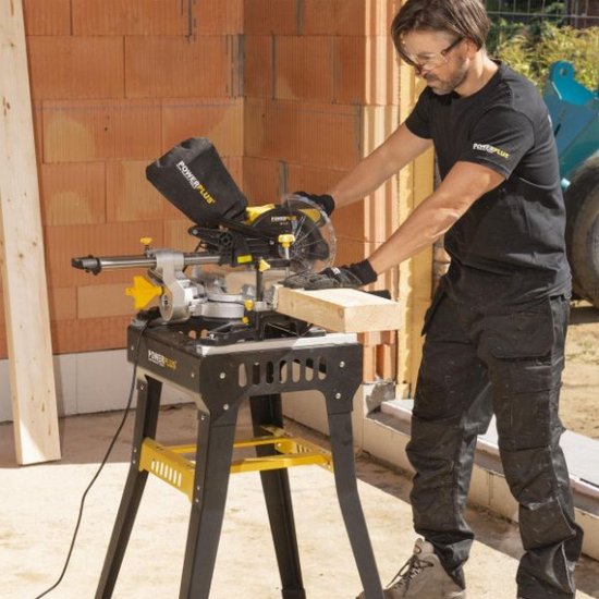 Powerplus elektrische verstekzaag POWX075710S - 1600W telescopische zaagmachine, Ø210mm - recht & verstek - laser - met 1 acc.