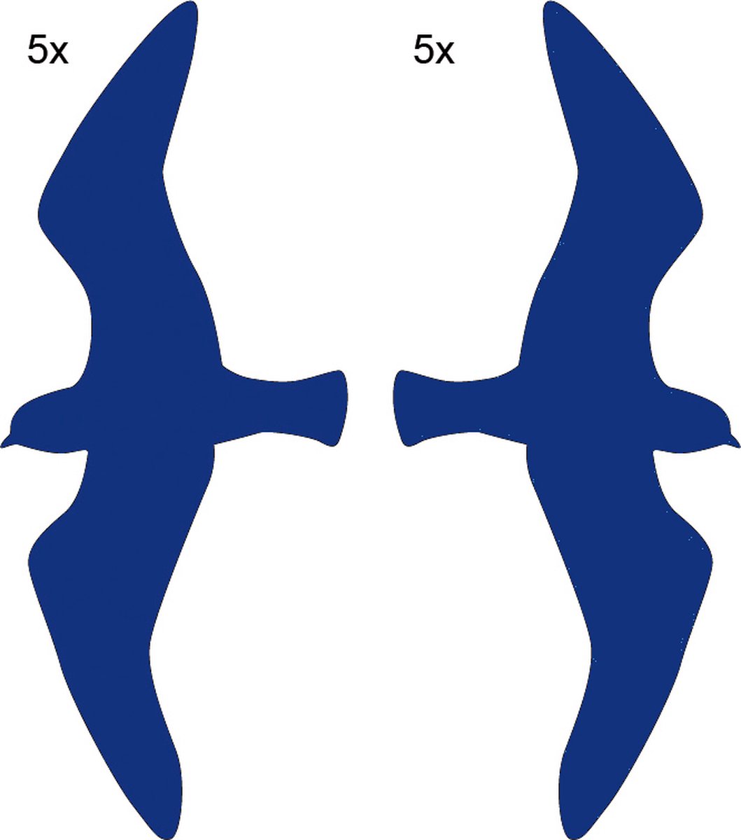 Raamstickers 'Vogel' - groot (27 cm) - 10 stuks - blauw