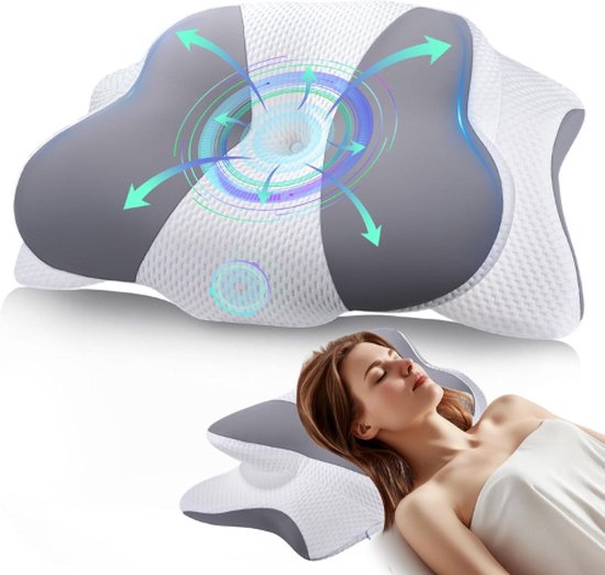 Orthopedisch Hoofdkussen – Nekklachten – Traagschuim – Neksteun – Voor Nekpijn – Zijslaper – Extra Comfortabel – Hoge Dichtheid – Geurloos – Wit