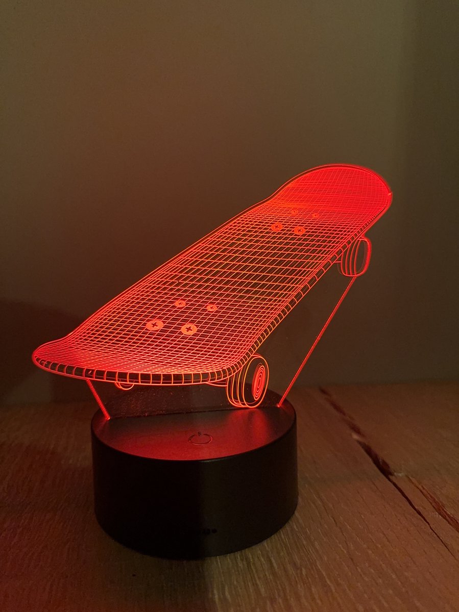 Klarigo® Nachtlamp - 3D LED Lamp Illusie – 16 Kleuren – Bureaulamp – Skateboard - Tony Hawk - Sfeerlamp – Nachtlampje Kinderen – Creative lamp - Met afstandsbediening — afbeelding 7