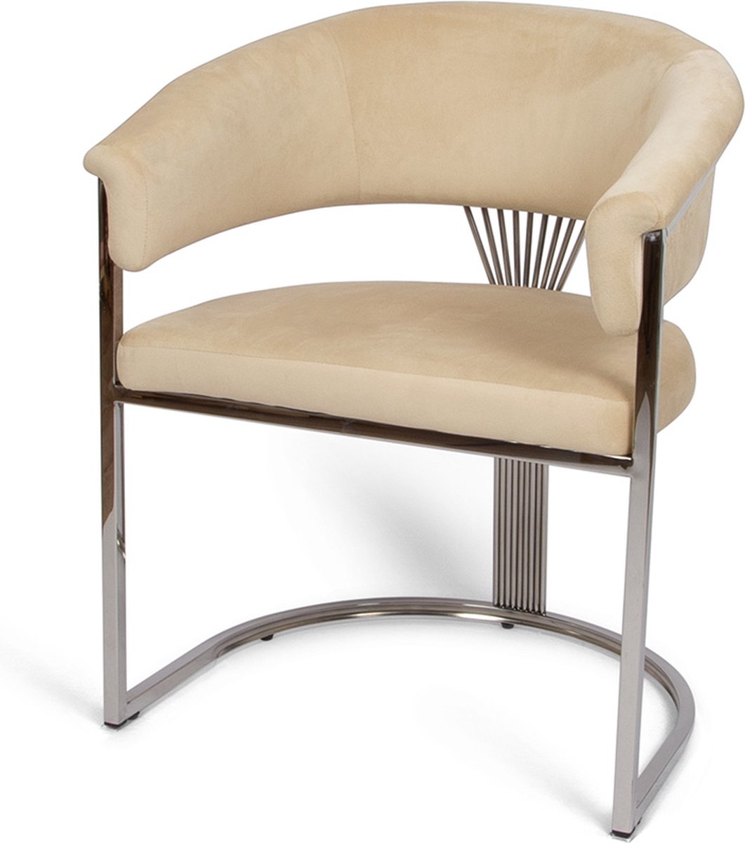 Milton & Oldbrook Velvet Eetkamerstoel Valletta Beige - Zilver