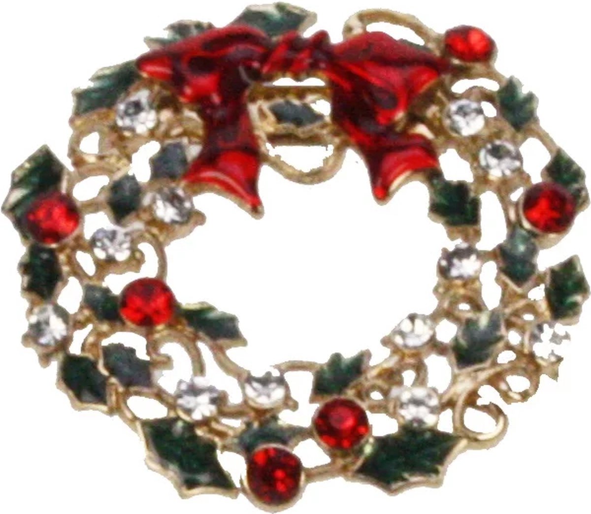 Broche Kerstkrans met strik Ø4,5cm