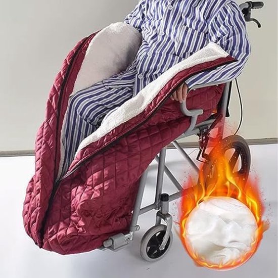Winterrolstoel, slipzak voor buiten, winddichte voetenzak voor volwassenen, rolstoel, deken, beendeken, universele pasvorm voor rolstoelen, polyester en verdikt pluche — afbeelding 3