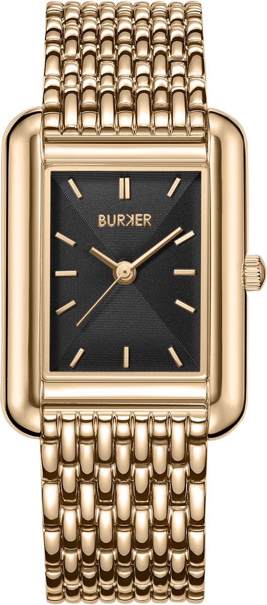 BURKER Olivia Horloge Dames - Vierkant - Goud Zwart - Schakelband - 29mm