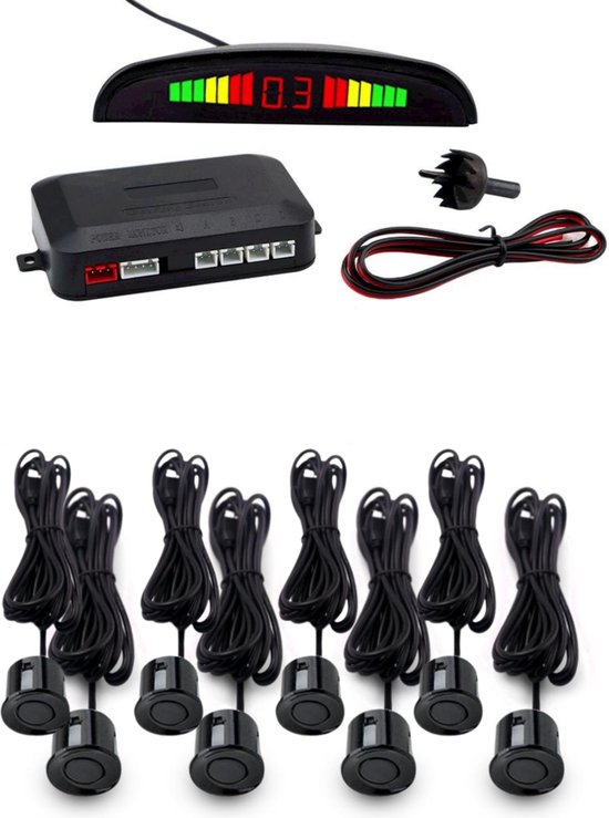 Cartronix Parkeersensoren Set (8 sensoren)| Zwart | Parkeerhulp | CTX-RFP-35
