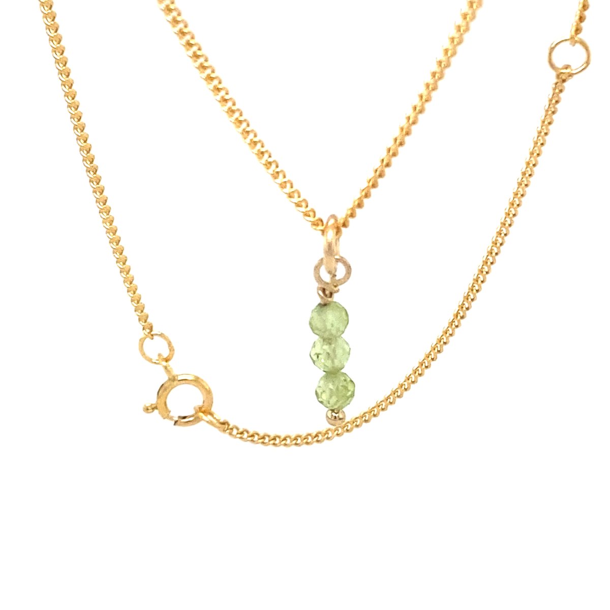 Pat's Jewels Dames Ketting - Minimalistische ketting - Peridoot Hanger - Geboortesteen - Goud- 41/ 46 cm