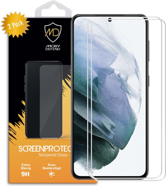 Paquet de 2 Protecteurs d'écran Samsung Galaxy S21 - Économiseurs d'écran MobyDefend compatibles avec les coques - Glas trempé - Plaques de verre adaptées au Samsung Galaxy S21