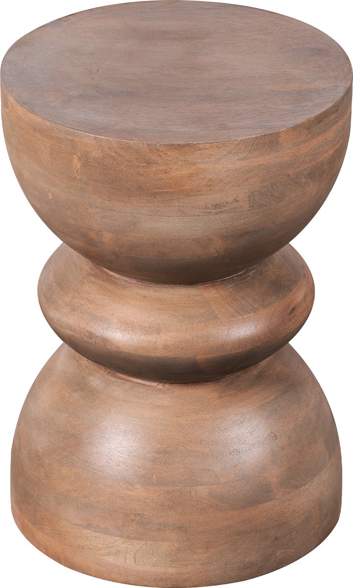 Lewis & Loft Bijzettafel Luis - Gestapeld - FSC® mangohout - Rond ⌀35 - Mat bruin