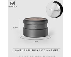 MUVNA - High end Distributor - Leveler - 2 paddels - Houten Top - Gravity/Zwaartekracht verdeler - Aanpasbaar aan diepte filterbakje - Adjustable - Walnoot hout - Zilver - 58,35mm - Voor E61 filterdragers