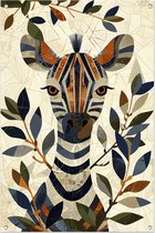 Zebra posters - Dier tuinposter - Tuinposter Bladeren - Tuin - Buitenschilderij schutting - Tuindecoratie wanddecoratie tuinposter 60x90 cm