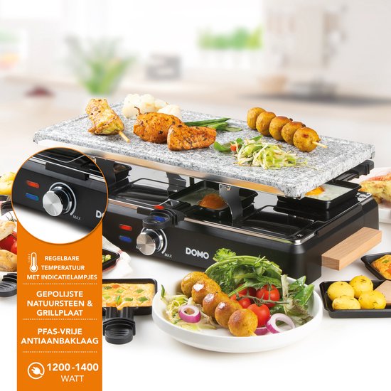 DOMO DO9262G - Raclette-grill 1400W steen + hout — afbeelding 2